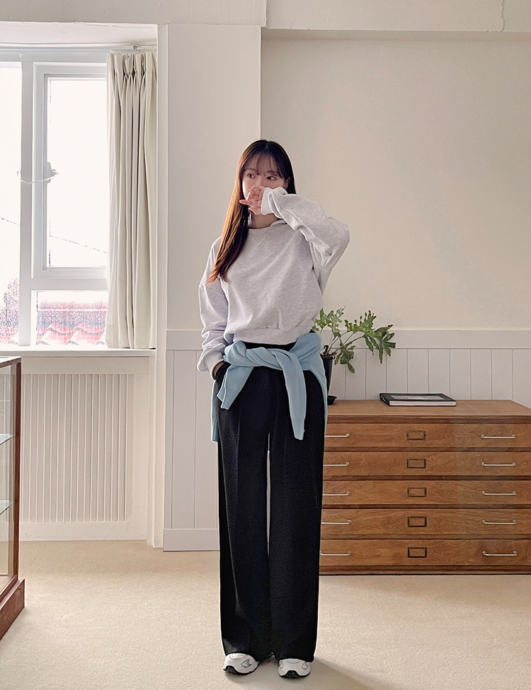 (S~2XL, 숏/기본/롱) 완전편한 차르르 투핀턱 하이웨스트 팬츠 와이드 슬랙스 블랙