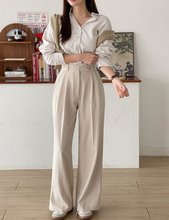 【SHORT/BASIC/LONG 丈別】ツーピンタックスラックス BEIGE