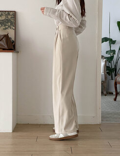 【SHORT/BASIC/LONG 丈別】ツーピンタックスラックス BEIGE