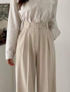 【SHORT/BASIC/LONG 丈別】ツーピンタックスラックス BEIGE