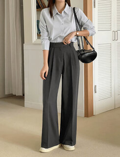 【SHORT/BASIC/LONG 丈別】ツーピンタックスラックス GRAY