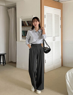 【SHORT/BASIC/LONG 丈別】ツーピンタックスラックス GRAY