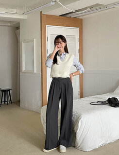 【SHORT/BASIC/LONG 丈別】ツーピンタックスラックス GRAY