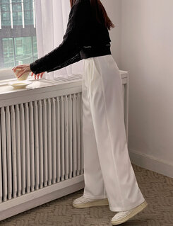 【SHORT/BASIC/LONG 丈別】ツーピンタックスラックス WHITE