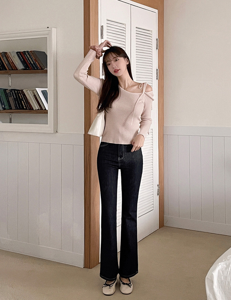 (S~2XL, 숏/기본/롱) 슬림해보이는 생지 스티치 부츠컷 데님 팬츠 딥블랙