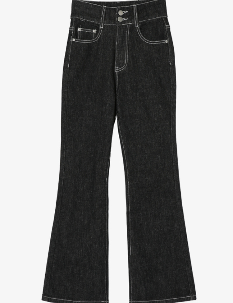 (S~2XL, 숏/기본/롱) 슬림해보이는 생지 스티치 부츠컷 데님 팬츠