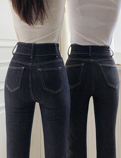 (S~2XL, 숏/기본/롱) 슬림해보이는 생지 스티치 부츠컷 데님 팬츠 딥블루