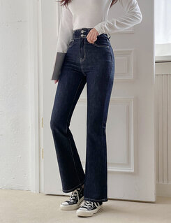 (S~2XL, 숏/기본/롱) 슬림해보이는 생지 스티치 부츠컷 데님 팬츠 딥블루