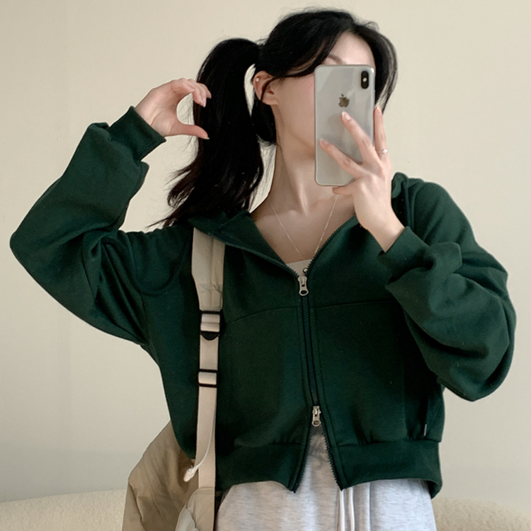 ダブルジップアップクロップパーカー｜ジャンパー｜韓国ファッション