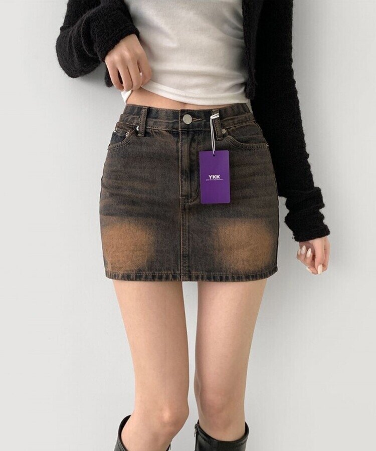 2XL데이트 빈티지 스판 속바지 데님 스커트 빈티지진청