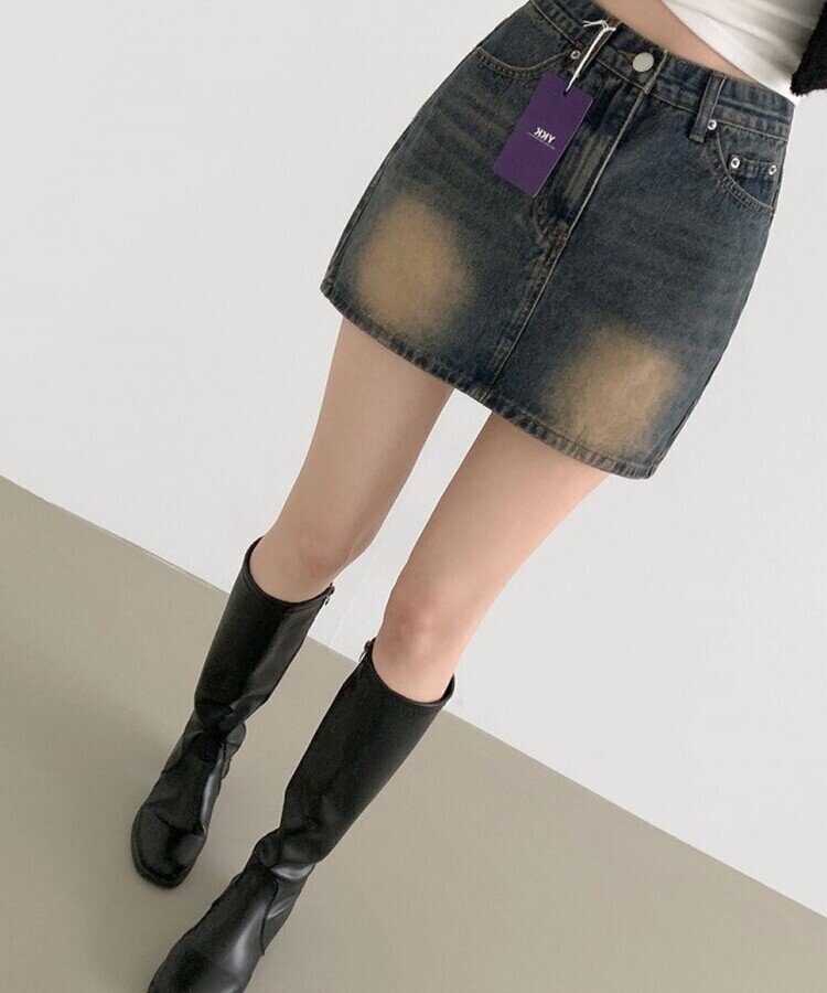 2XL데이트 빈티지 스판 속바지 데님 스커트 빈티지진청