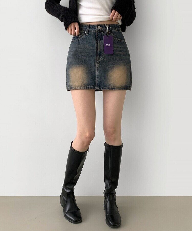 2XL데이트 빈티지 스판 속바지 데님 스커트 빈티지진청