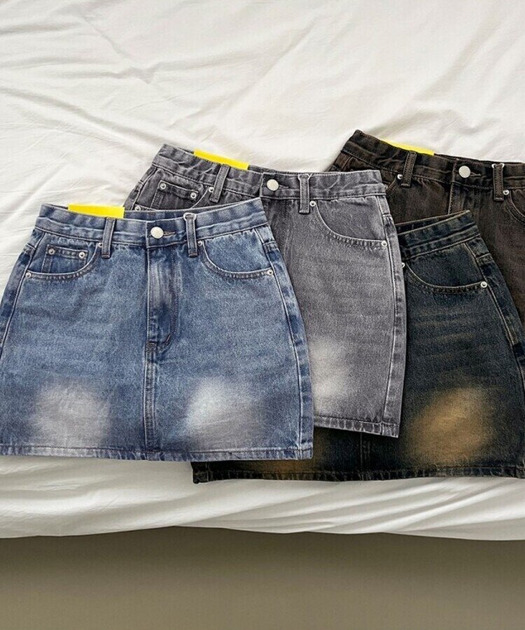 2XL데이트 빈티지 스판 속바지 데님 스커트