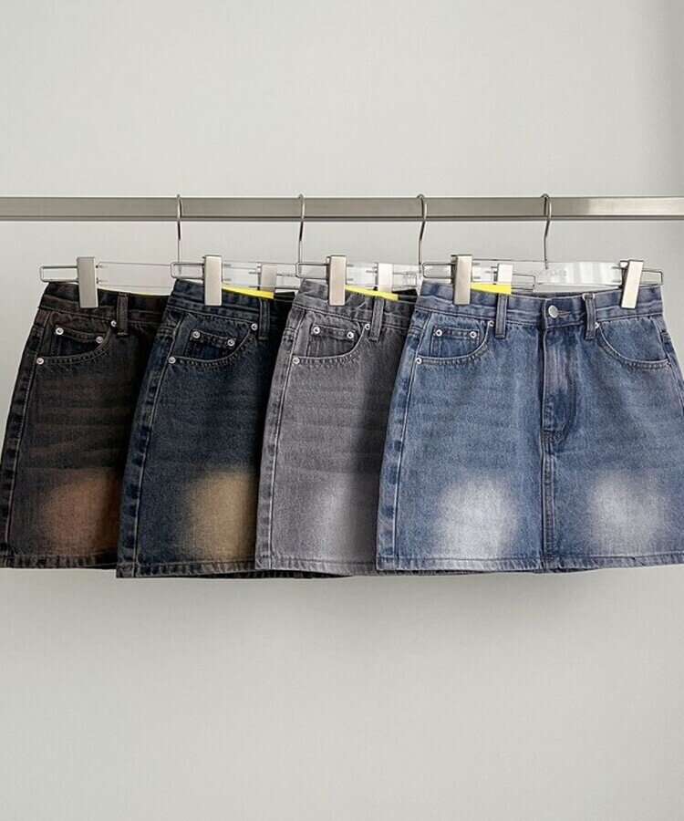 2XL데이트 빈티지 스판 속바지 데님 스커트