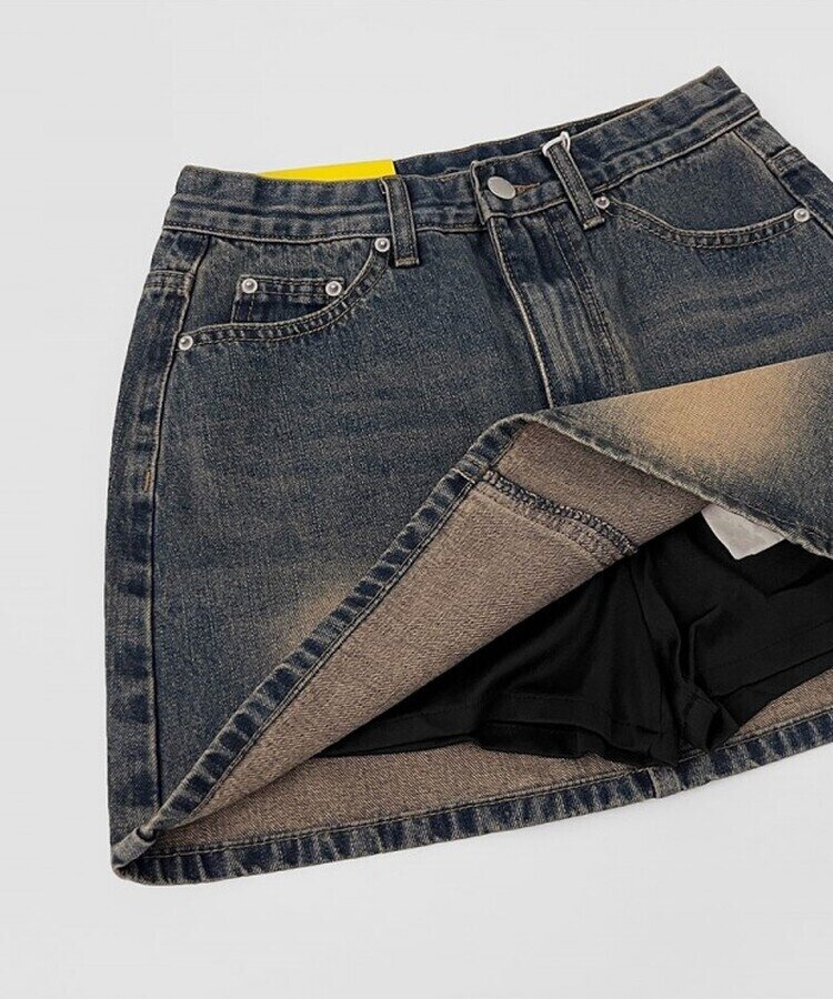 2XL데이트 빈티지 스판 속바지 데님 스커트