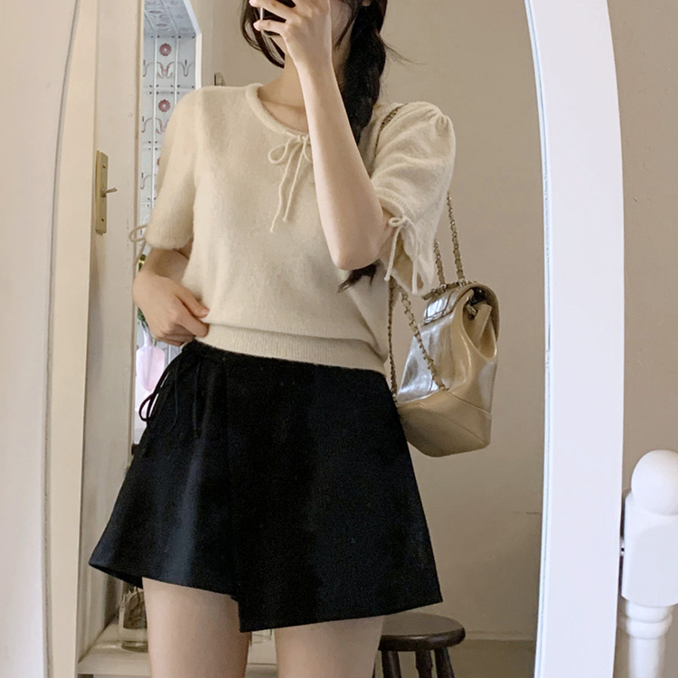 ラップ風スカートパンツ Black