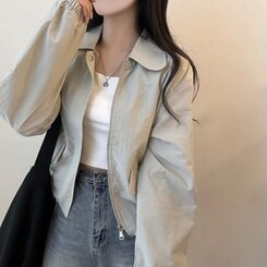 黒い装飾的なジャンパー セール】 タックディテールジップブルゾン《la veille by