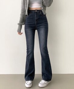 デニム 【SHORT/BASIC/LONG 丈別】ブーツカットデニムパンツ6色 DEEP BLUE