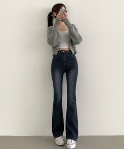 デニム 【SHORT/BASIC/LONG 丈別】ブーツカットデニムパンツ6色 DEEP BLUE
