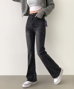 デニム 【SHORT/BASIC/LONG 丈別】ブーツカットデニムパンツ6色 BLACK