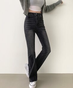 デニム 【SHORT/BASIC/LONG 丈別】ブーツカットデニムパンツ6色 BLACK