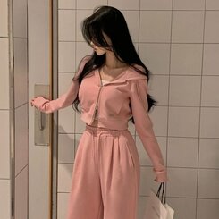 【単品販売/SET着用可能】【SHORT/LONG 丈別】パーカー＋パンツ6色 PINK