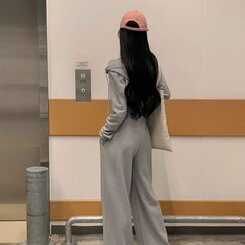 【単品販売/SET着用可能】【SHORT/LONG 丈別】パーカー＋パンツ6色 GRAY