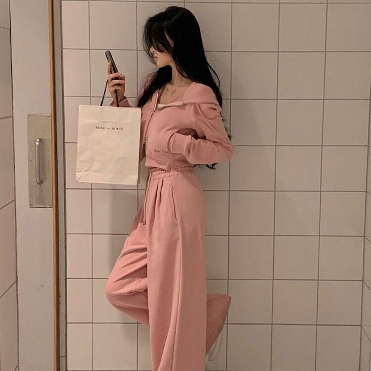 【単品販売/SET着用可能】【SHORT/LONG 丈別】パーカー＋パンツ6色 PINK