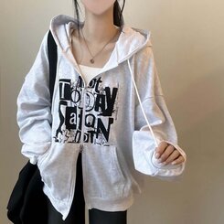 ルーズフィットストリートダブルジップアップパーカー