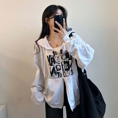 ルーズフィットストリートダブルジップアップパーカー ルーズフィットストリートダブルジップアップパーカー