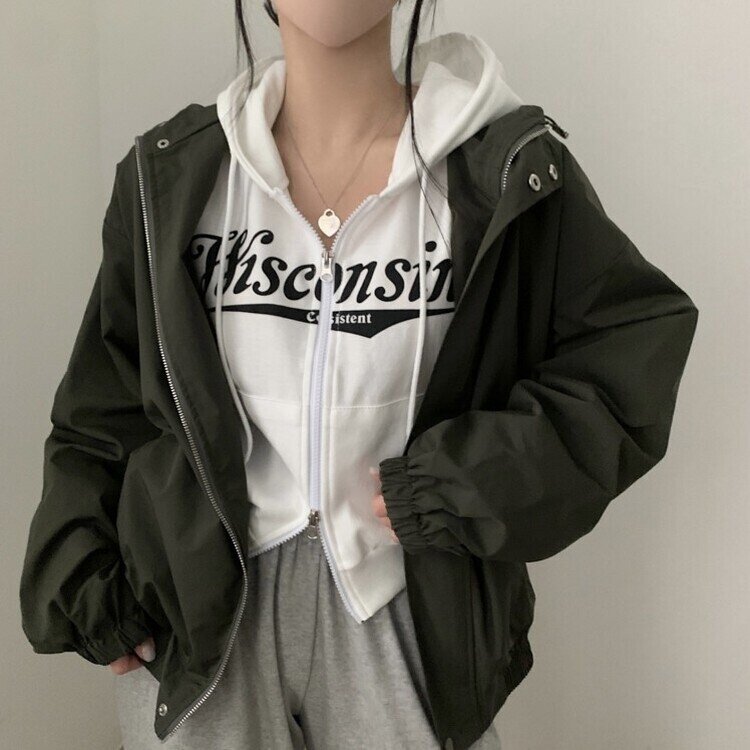 オーバーフィットスナップボタンウィンドブレーカー｜ジャンパー｜韓国