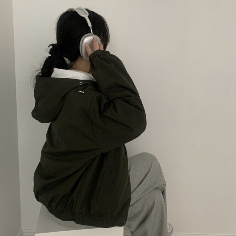 스냅 버튼 투웨이 후드야상 바람막이 집업점퍼 2color 카키