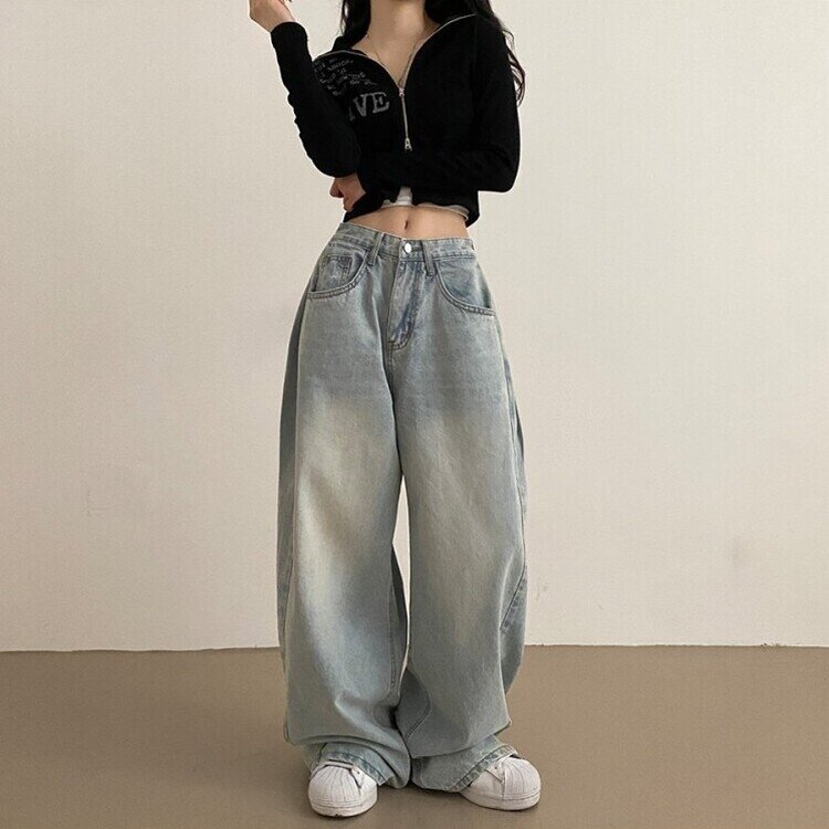 롱숏 선택 가능 맥스 옆핀턱 벌룬 와이드 데님 팬츠 연청