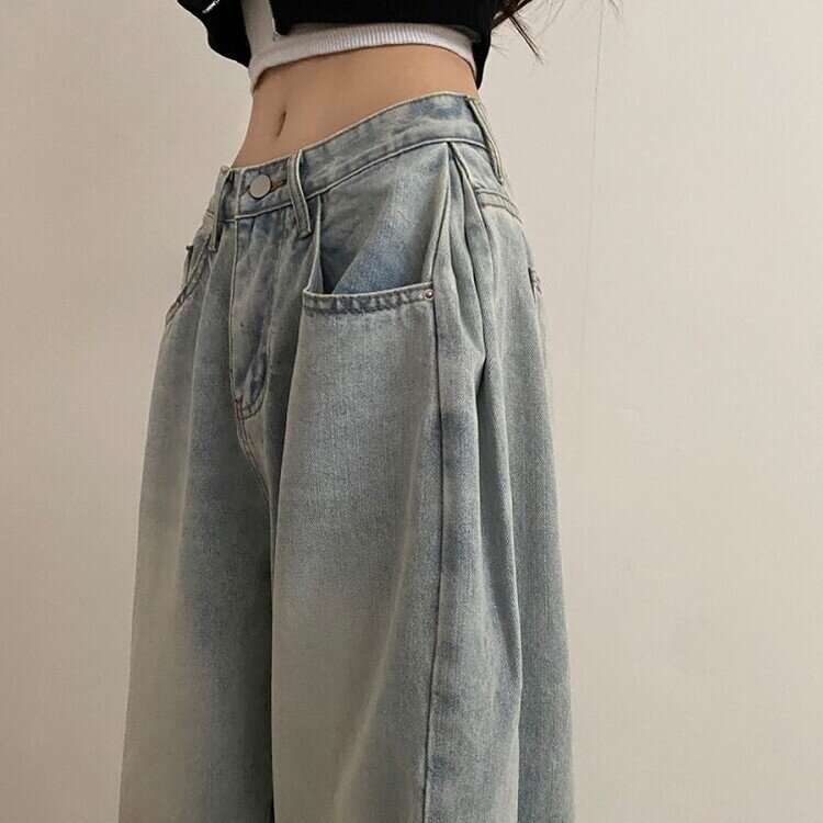 롱숏 선택 가능 맥스 옆핀턱 벌룬 와이드 데님 팬츠 연청