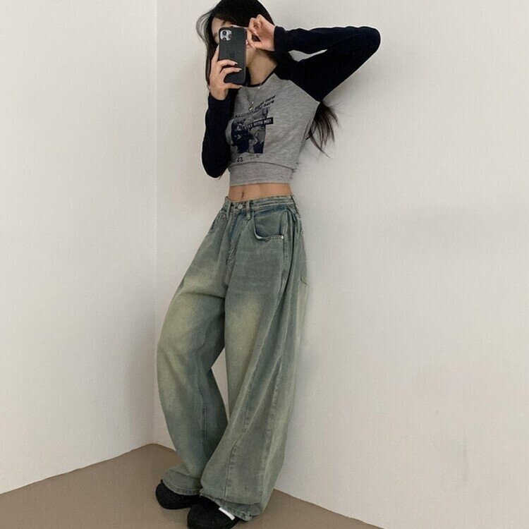 롱숏 선택 가능 맥스 옆핀턱 벌룬 와이드 데님 팬츠 옐로우틴