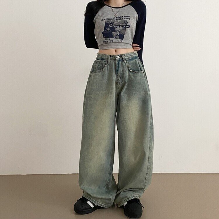 롱숏 선택 가능 맥스 옆핀턱 벌룬 와이드 데님 팬츠 옐로우틴