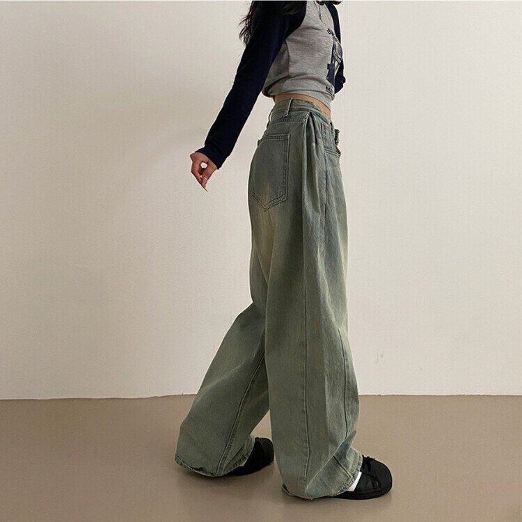 롱숏 선택 가능 맥스 옆핀턱 벌룬 와이드 데님 팬츠 옐로우틴