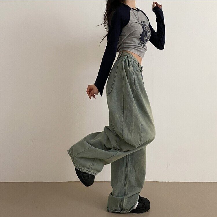 롱숏 선택 가능 맥스 옆핀턱 벌룬 와이드 데님 팬츠 옐로우틴