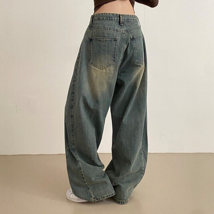 롱숏 선택 가능 맥스 옆핀턱 벌룬 와이드 데님 팬츠 중청