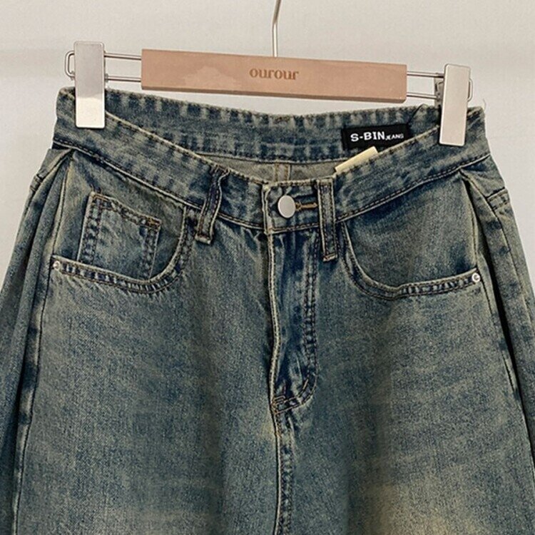 롱숏 선택 가능 맥스 옆핀턱 벌룬 와이드 데님 팬츠