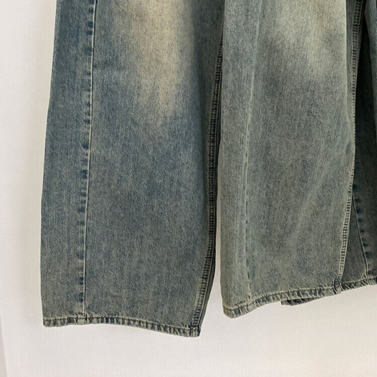 롱숏 선택 가능 맥스 옆핀턱 벌룬 와이드 데님 팬츠