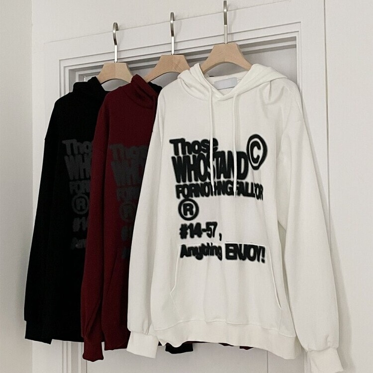 리오스 스프레이 레터링 프린팅 남녀공용 루즈 맨투맨 후드티 3color