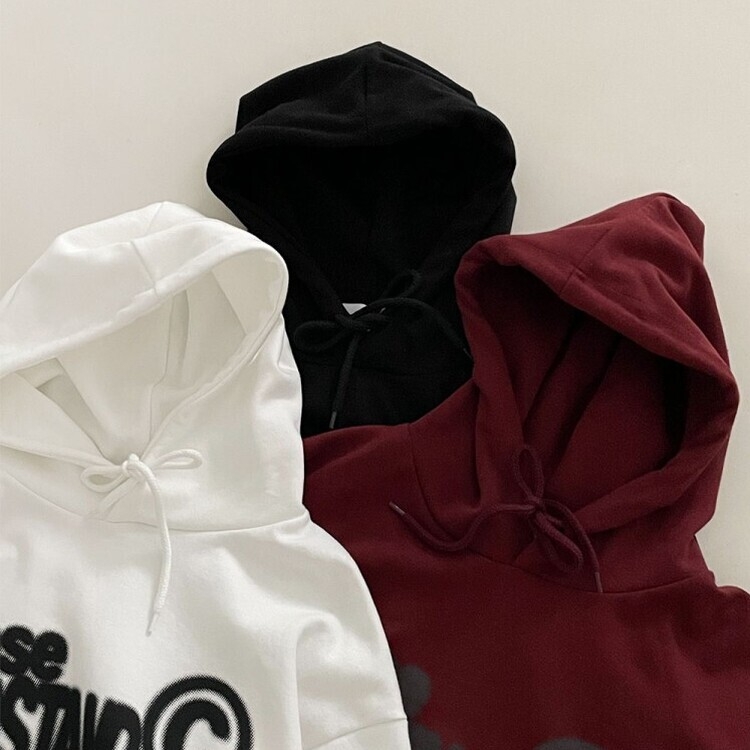 리오스 스프레이 레터링 프린팅 남녀공용 루즈 맨투맨 후드티 3color