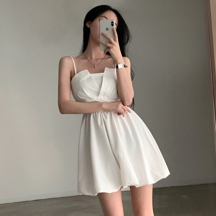 バックリボンノースリーブバルーンミニワンピース IVORY