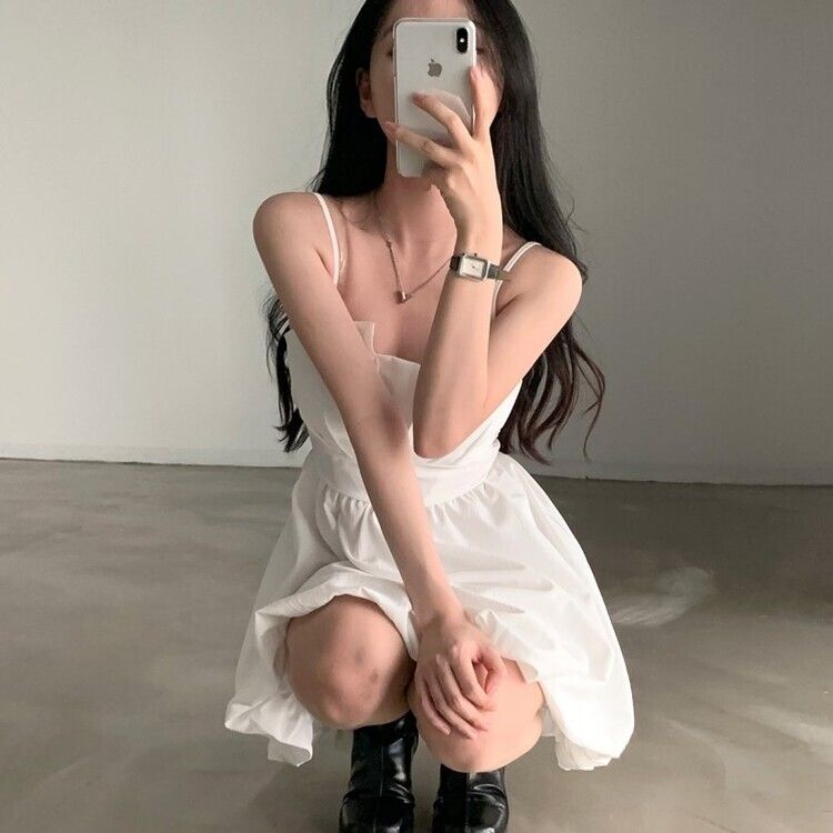 バックリボンノースリーブバルーンミニワンピース IVORY