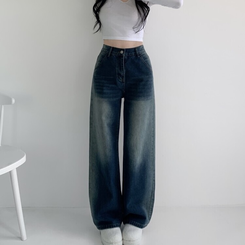 デニム バンディングビンテージウォッシングワイドデニムパンツ DARK DENIM