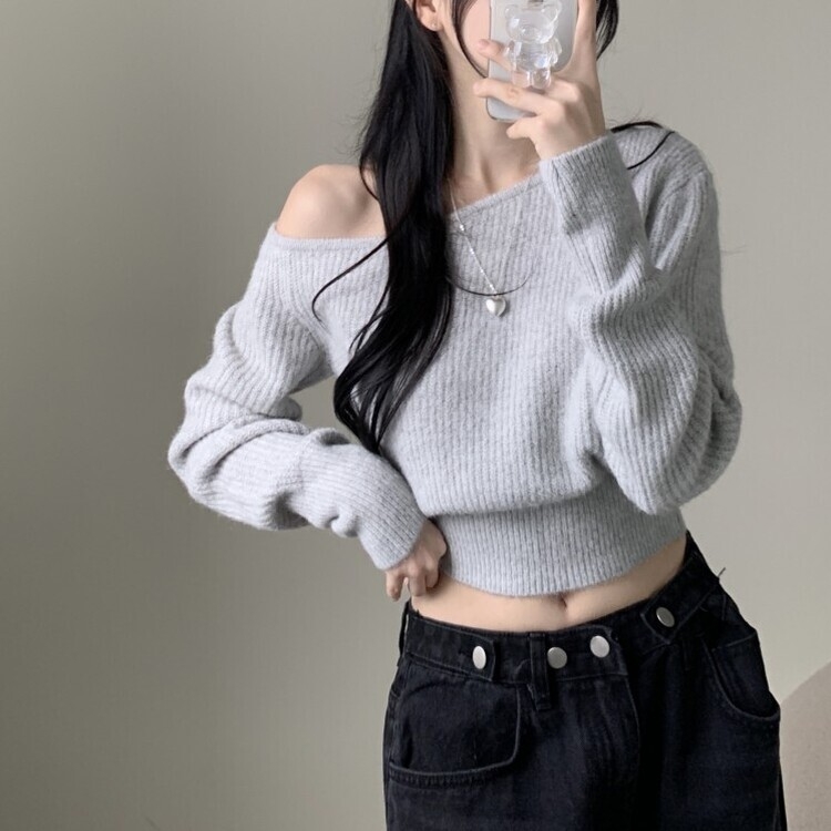 SNT22571 くびれフィットワンショルダーウールニット ニット - jasminbell
