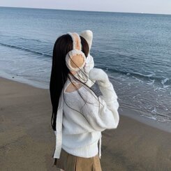 머플러set 베라 브이넥 울 초커 오프숄더 니트 머플러 세트 아이보리