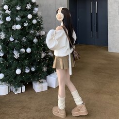 머플러set 베라 브이넥 울 초커 오프숄더 니트 머플러 세트 아이보리