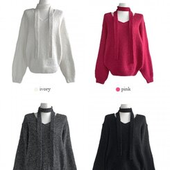 머플러set 베라 브이넥 울 초커 오프숄더 니트 머플러 세트